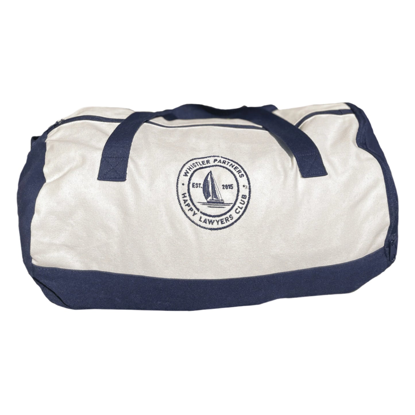 "Yacht Club" Limited Edition Whistler Partners x Happy Lawyers Club cotton barrel duffel (navy)