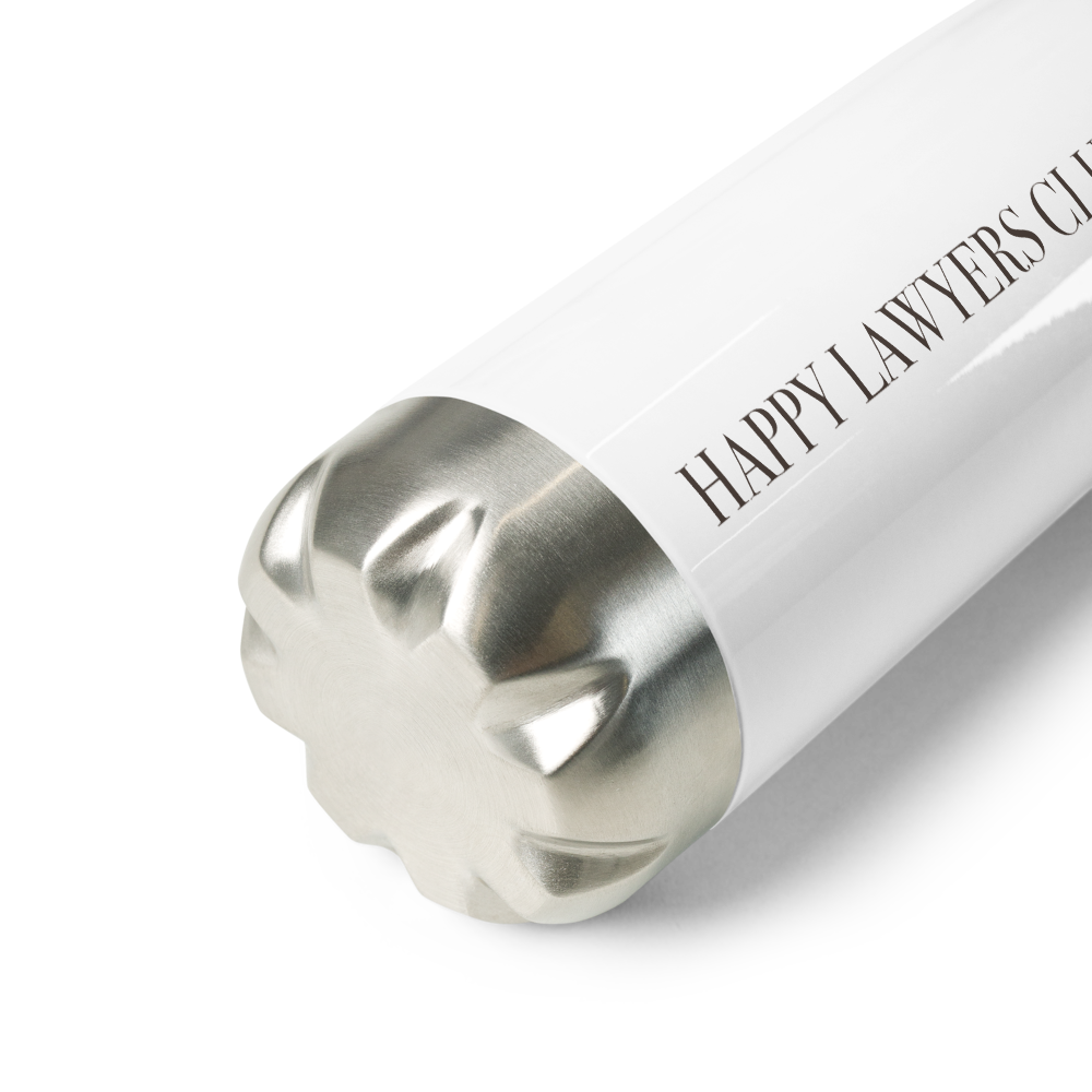 "Happy Lawyers Club" logo stainless steel water bottle (white)